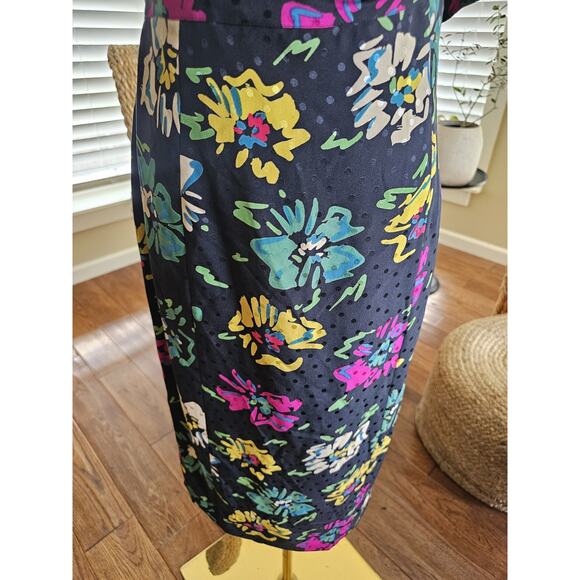 Emanuel Ungaro 80's Vintage Silk Floral Dress Women's Size 10 Made in Italy - Picture 5 of 16
